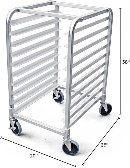 New Star Foodservice 36510 Commercial-Grade Aluminum 10-Tier Sheet Pan/Bun Pan Rack, 26" L x 20" W x 38" H with Brake Wheels Silver - Image 11