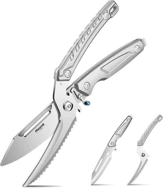 Huusk Heavy Duty Poultry Scissors - Kitchen Scissors for Food with Serrated Edge, Detachable Sharp Shears for Cutting Meat, Chicken Bone, Christmas Gift for Men and Women