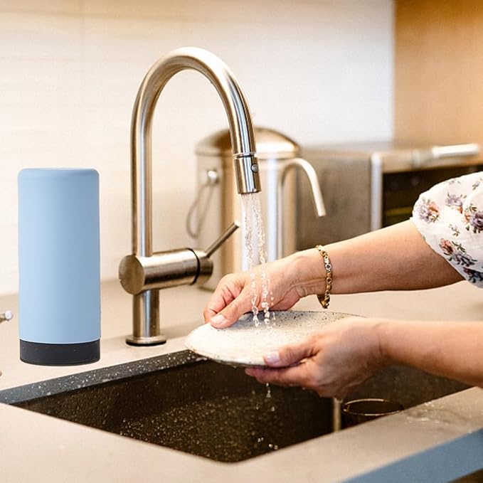 Dish Soap Dish Dispenser, Silicone Squeeze Washing Up Liquid and Hand Soap Refillable Bottles, 240ml Refillable Dishwashing Liquid Dispensing(Color:Blue)