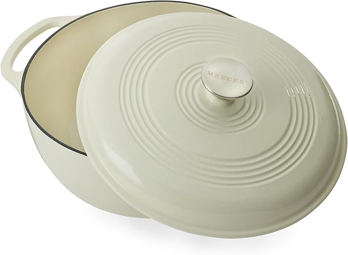 Mercer Culinary Enameled Cast Iron Round Dutch Oven, 6 qt., White - Image 4