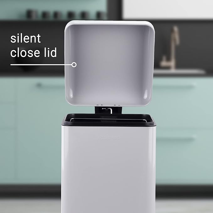 happimess HPM1007C Betty Retro 8-Gallon Step-Open Trash Can with Soft-Close Lid, Fingerprint Resistant, Modern, Minimalistic for Home, Kitchen, Laundry Room, Office, Bedroom, Bathroom, Gray - Image 8