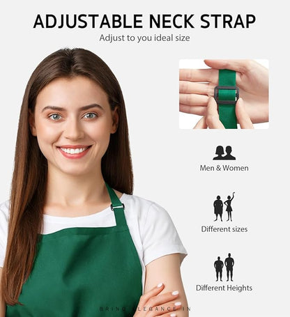 Syntus Apron for Men Women, Adjustable Cooking Kitchen Chef Aprons with 2 Pockets, Cotton/Polycotton/Polyester - Image 4