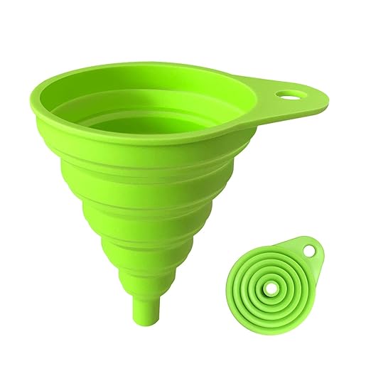 Funnels for Kitchen Use, Food Grade Silicone Collapsible Kitchen Funnel (Green) by ANNIOCA
