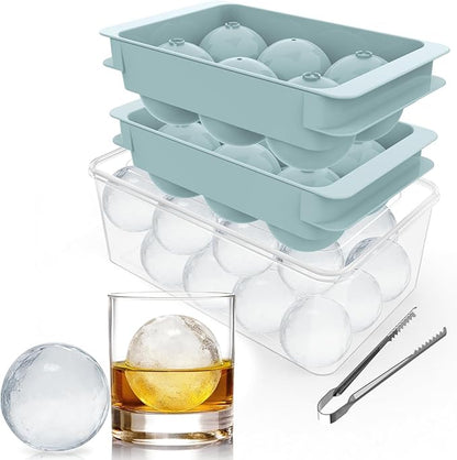 Large Ice Ball Maker Mold, 1.9" Round Ice Cube Mold for Whiskey Bourbon Cocktail, 6 Balls, Sphere Ice Mold, Big Ice Cube Tray with Container and Tongs, Easy to Fill & Release by Unigul