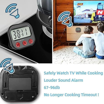 Kitchen Timer, Digital Visual Timer Magnetic Clock Stopwatch Countdown Timer, Large LCD Screen Display Big Digits, Loud Alarm for Cooking, Shower, Bathroom - Image 5