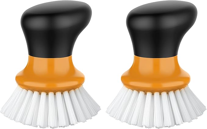 MR.SIGA Dish Scrub Brush, Palm Brush Dish Scrubber with Ergonomic Grip, Kitchen Brushes for Dishes, Orange, Pack of 2 by MRSIGA