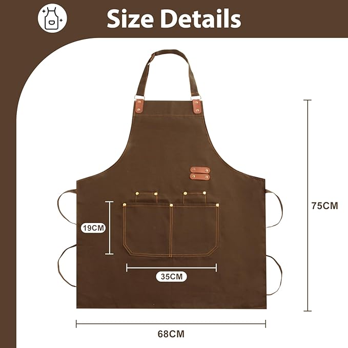 Apron for Men Women, Chef Apron with Adjustable Neck Strap, Heavy Duty Apron with Pockets, for Cooking, Gardening - Image 2