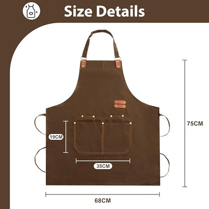 Apron for Men Women, Chef Apron with Adjustable Neck Strap, Heavy Duty Apron with Pockets, for Cooking, Gardening - Image 2