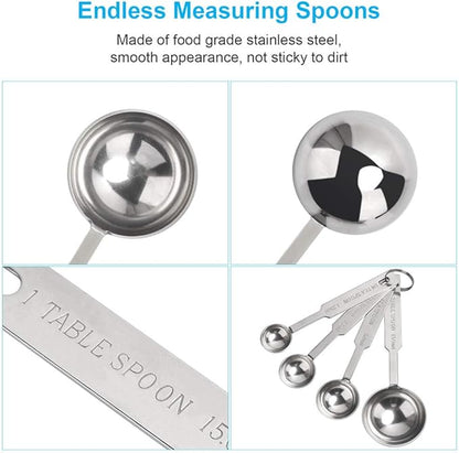 5PCS OstWony Measuring Spoons Set, Includes 1/8 tsp, 1/4 tsp, 1/2 tsp, 1 tsp, 1 tbsp, Food Grade Stainless Steel measuring cups, Tablespoon and Teaspoon for Measure - Image 3