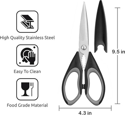 Kitchen Scissors All Purpose 3 Pack - Heavy Duty Stainless Steel Cooking Shears for Cutting Meat, Food, Fish, Poultry Multipurpose Sharp Sissors for Dishwasher Safe, with Blade Guards - Image 5
