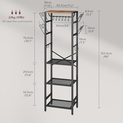MAHANCRIS 4-Tier Pot Rack, Pots and Pans Organizer for Kitchen, Lid Organizer Rack with U-Shaped Lid Holders, Kitchen Storage Shelf for Standing Cookware, Rustic Brown and Black POHR3001 - Image 4