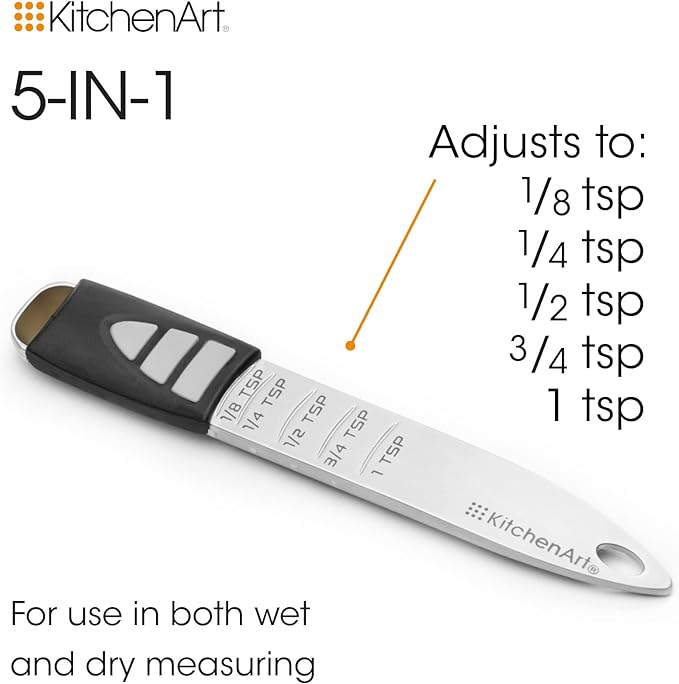 KitchenArt Pro Adjustable Measuring Set, Includes Adjustable Tablespoon, Teaspoon, and 2 Cup Measuring Cup - Image 7