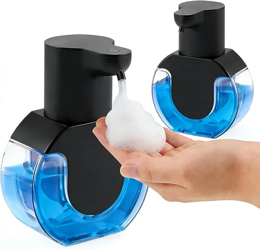 2Pack Automatic Soap Dispenser Touchless, Rechargeable Foaming Soap Dispenser,15oz/420ml Smart Hand Soap Dispensers,4-Level Adjustable,Wall Mount for Bathroom Kitchen Dish Soap,Hands-Free,Black by Unknown