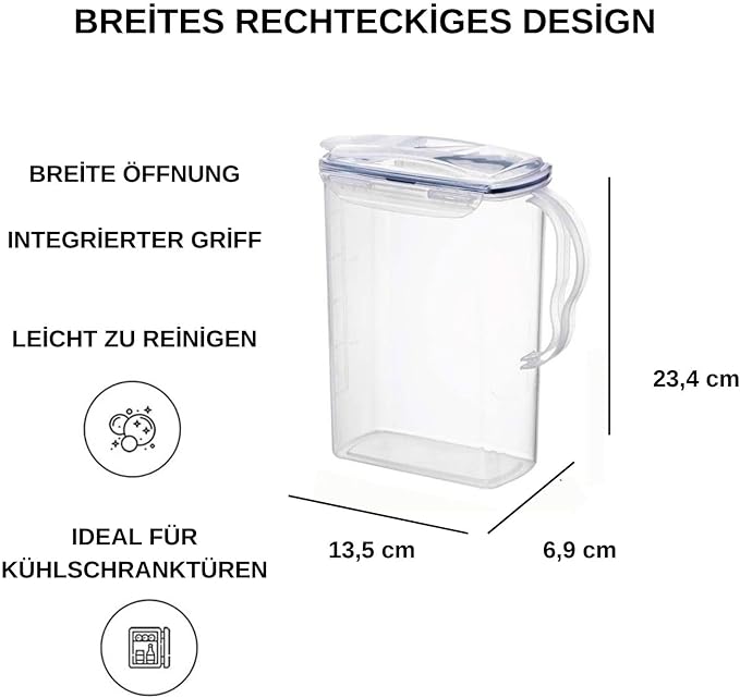 LocknLock Aqua Fridge Door Water Jug | Clear Pitcher | BPA Free Plastic Pitcher with Lid | 2 Quart Pitcher with Lid for Water, Juice, Tea & More Beverages, Clear - Image 6