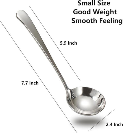 Asanta 2 PCS Small Soup Ladle, 7.7 Inch Sauce ladle, Durable 304 Stainless Steel Gravy Ladle Spoon, Mini Kitchen Serving Ladles for Sauces, Gravy, Salads, Soups, Desserts