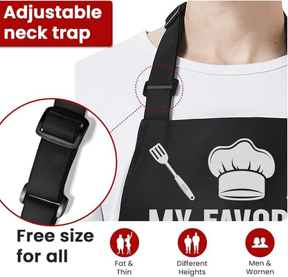 SANDJEST Funny Mens Aprons with Pockets for BBQ Grilling Cooking Grandpa Husband Apron for Birthday Christmas Father's Day