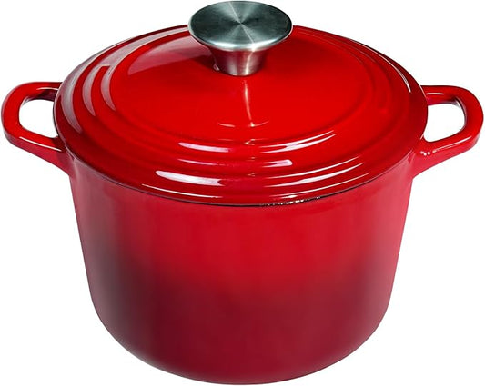 Flavehc Dutch Oven Pot with Lid 2.8 qt Cast Iron Dutch Oven for Bread Baking Red Enameled Cast Iron Rice Pot with Handels by FLAVEHC