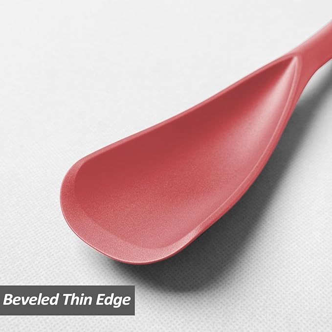 Cooking Spoon for Nonstick Cookwares, VOVOLY Silicone Spoon for Mixing, Scoop, and Scrape,Seamless Design, 12.6'', 2 Pack, Red - Image 4