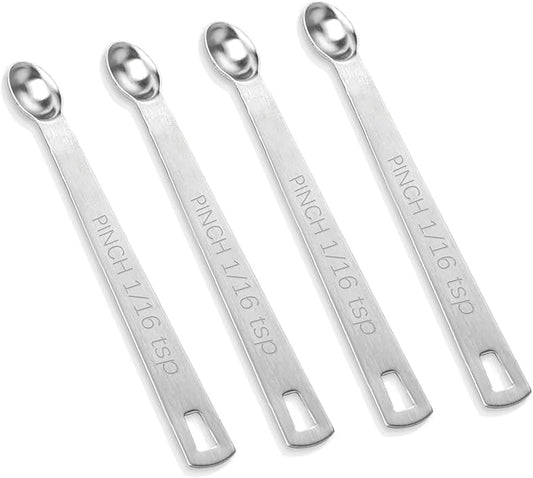 4 PCS 1/16 Teaspoon (1/16 Tsp | 0.33 mL | 0.33 cc) Single Measuring Spoon, Stainless Steel 1/16 Tsp Small Measuring Spoon Mini Measuring Spoons by KALIONE