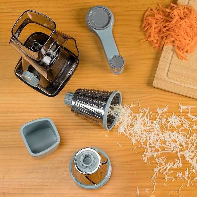 KEOUKE Rotary Cheese Grater Hand Crank Transparent - Shredder Slicer Grinder 3 Stainless Steel Blades, Stable Suction, Labor-Saving Handle, Safe Kitchen Tool for Cheese, Vegetable, Nuts, Chocolate - Image 7