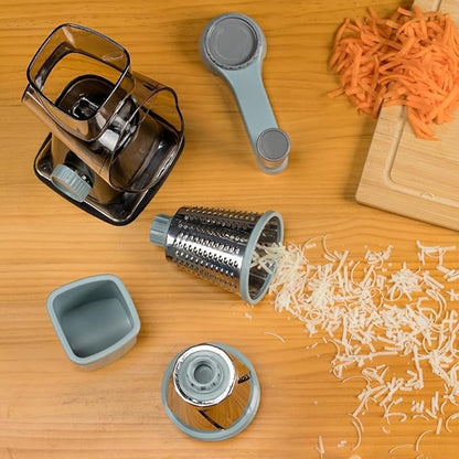 KEOUKE Rotary Cheese Grater Hand Crank Transparent - Shredder Slicer Grinder 3 Stainless Steel Blades, Stable Suction, Labor-Saving Handle, Safe Kitchen Tool for Cheese, Vegetable, Nuts, Chocolate - Image 7