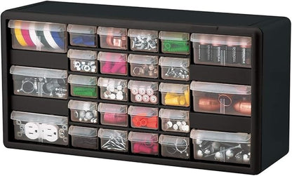 Akro-Mils 26-Drawer Plastic Drawer Storage Cabinet for Garage Organization, Bead Organizer, Building Bricks Storage, Teacher Toolbox, Makeup Organizer, 20-Inch W x 6-Inch D x 10-Inch H, 10126 Black - Image 10