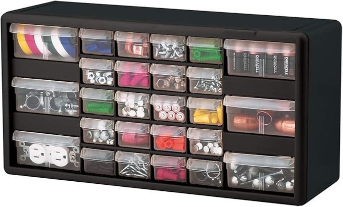 Akro-Mils 26-Drawer Plastic Drawer Storage Cabinet for Garage Organization, Bead Organizer, Building Bricks Storage, Teacher Toolbox, Makeup Organizer, 20" W x 6" D x 10" H, 10126 Black - Image 10