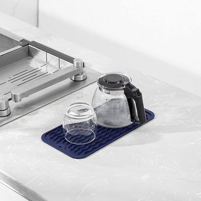 MicoYang Silicone Dish Drying Mat for Multiple Usage,Easy clean,Eco-friendly,Heat-resistant Silicone Mat for Kitchen Counter or Sink,Refrigerator or Drawer Liner Navy Blue S 12 inches x 6 inches - Image 6