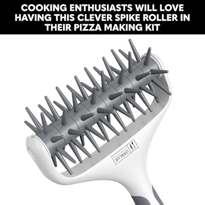 Orblue Pizza Dough Docker, Pastry Roller with Spikes, Pizza Docking Tool for Home & Commercial Kitchen - Pizza Making Accessories that Prevent Dough from Blistering Gray