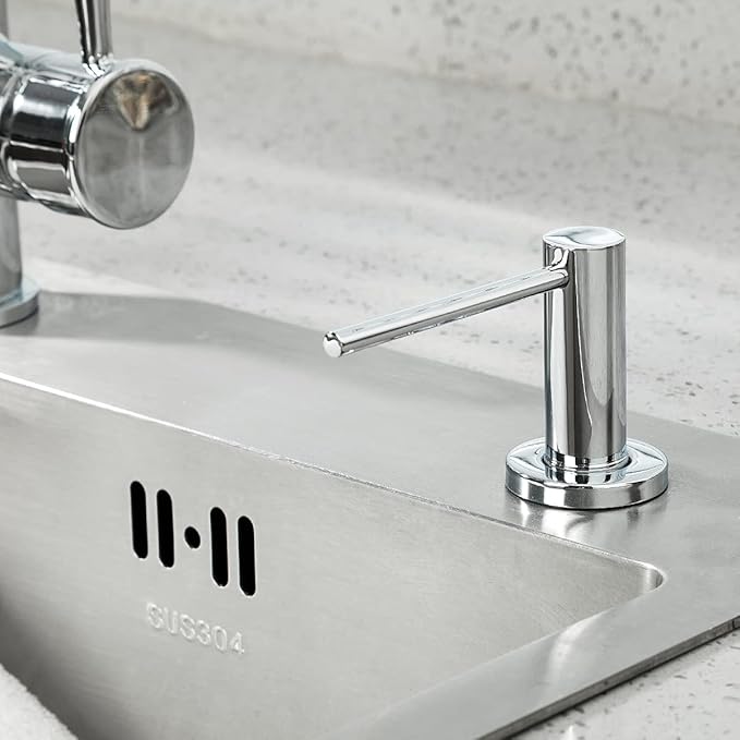 Soap Dispenser for Kitchen Sink Polished Chrome GAPPO Stainless Steel Countertop Pump Hand Lotion Built in Bottlend Lotion Built in Bottle - Image 2