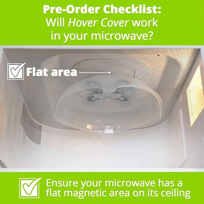 HOVER COVER Magnetic Microwave Splatter Cover, Clear Microwave Cover for Food - Vented & Magnetic, 12-inch, Food Grade Plate Cover, BPA Free - Black