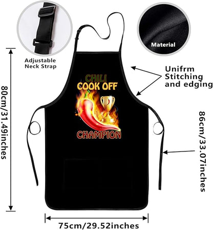 Funny Baking Apron,Baking Apron for Women with Pockets,Funny Chili Cook Off Apron, Cooking Chef Apron with BBQ, Kitchen Work Aprons with Pockets Birthday Dad Creative Gifts - Image 2