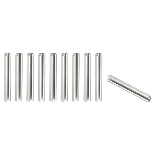 PATIKIL Slotted Spring Pin, 10 Pcs 5/16" x 2-3/8" (8.4mm x 60mm) 304 Stainless Steel Split Roll Pins Spring Dowel for Home Improvement Automotive Machine Repair, Silver
