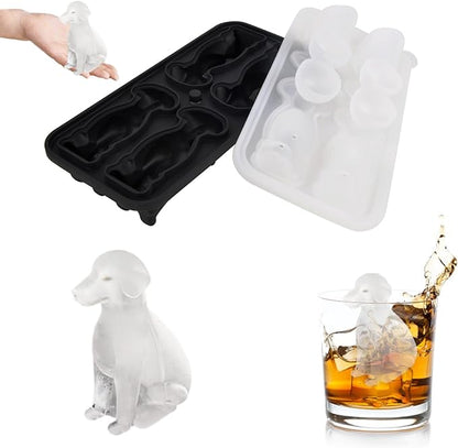 Dog Ice Cube Tray Mold - 3D Labrador Shape Ice Cube Trays, Cute Ice Cube Molds for Whiskey Bourbon, 4-Hole Large Fun Shapes Ice Cube Trays, Funny Labrador Gifts for Dog Lovers Women Men