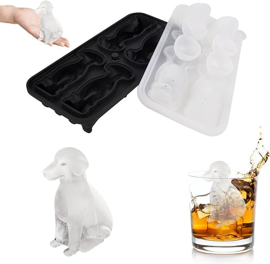 Dog Ice Cube Tray Mold - 3D Labrador Shape Ice Cube Trays, Cute Ice Cube Molds for Whiskey Bourbon, 4-Hole Large Fun Shapes Ice Cube Trays, Funny Labrador Gifts for Dog Lovers Women Men