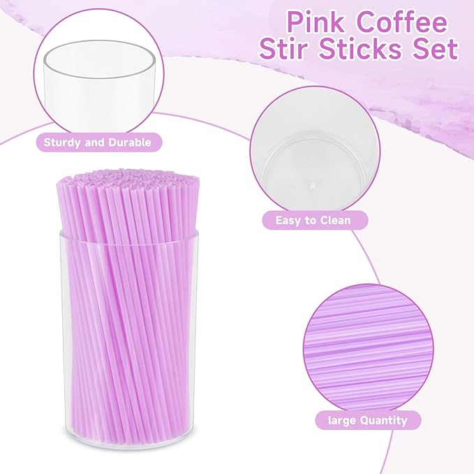 500 Pcs Lavender Purple Coffee Stir Sticks Set Lilac Purple Cocktail Straws Acrylic Stir Stick Holder Coffee Stirrers Holder Bar Straws Drink Stirrers for Coffee Bar Party Supplies Kitchen 2.7*4 Inch - Image 3