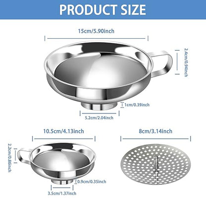 Stainless Steel Canning Funnel Set - Wide Mouth Funnel for Mason Jars, 2 Pack (Small and Large) - Image 2