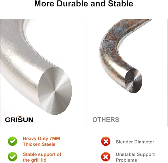 GRISUN Grill Lid Holder for Weber Charcoal Kettle Grill 22.5 Inch, 18.5 Inch, Stainless Steel Slide a Side Lid Prop, Charcoal Kettle Accessories, BBQ Accessory for Weber Kettle