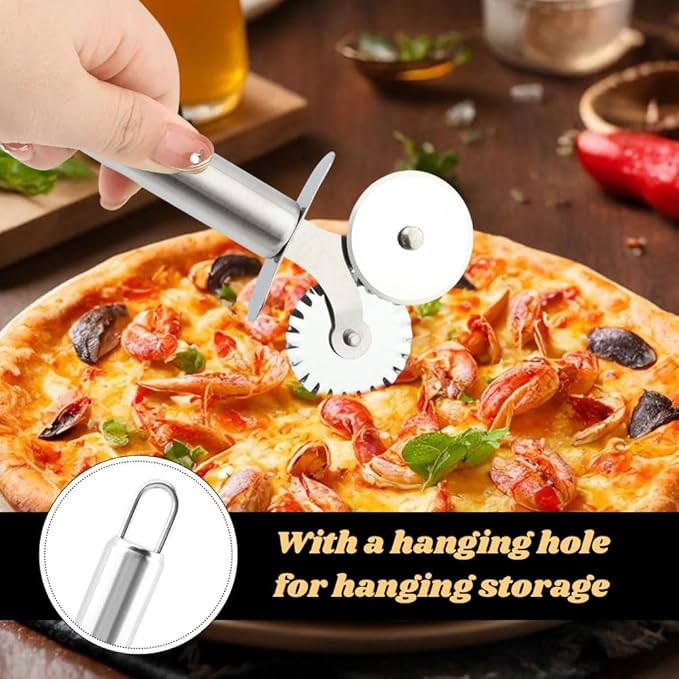 5 Wheel Pastry Cutter, Stainless Pizza Slicer, with1 Pc Double Wheel Cutter, Expandable Dough, Multi-Round Pastry Knife Baking Roller Cookie Dough Divider - Image 7