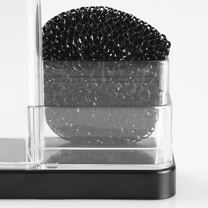iDesign Forma BPA-Free Plastic Soap and Sponge Sink Organizer Caddy - 6" x 3.5" x 8.25", Clear/Matte Black - Image 4