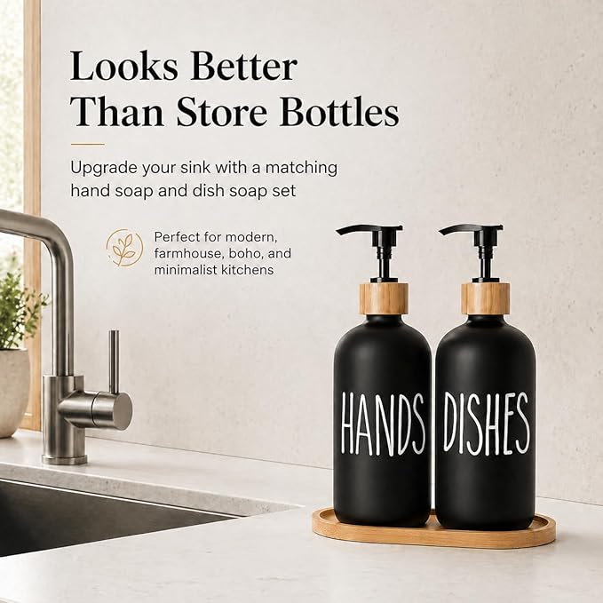 Dish Soap Dispenser for Kitchen Sink.Glass Hand Soap Dispenser, Modern Farmhouse Decor for Bathroom,Kitchen Sink Decor - Image 5