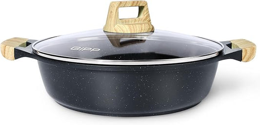 GiPP 6QT Nonstick Stock Pot with Lid Soup Pot,12.6 Inch Non Toxic Stockpot for Cooking,Stew Pot with Nonstick Ceramic Coating,Non Stick Cooking Pot Compatible with All Stoves,PFAS/PTFE/PFOA Free,Gray