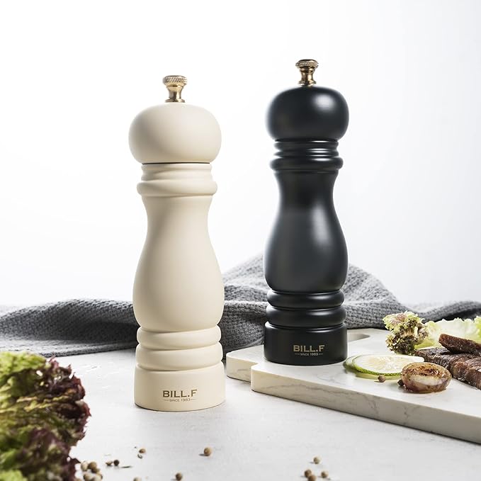 Salt and Pepper Grinder Pepper Mill Grinder Pepper Grinders Shakers Salt Mill Set of 2 with Adjustable Ceramic Rotor 7 Inch Black and White - Image 3