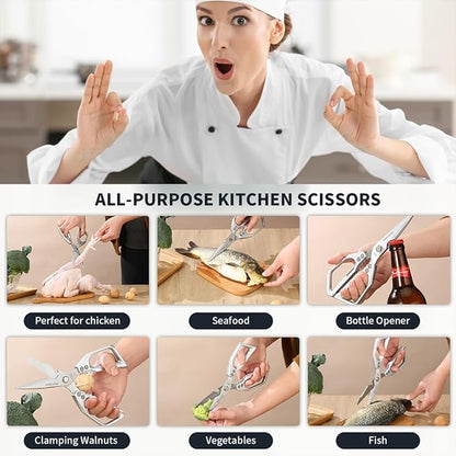 Kitchen Scissors Heavy Duty for Food, All Purpose Meat Scissors, Premium Ultra Sharp Japanese Stainless Steel Kitchen Shears - Image 5