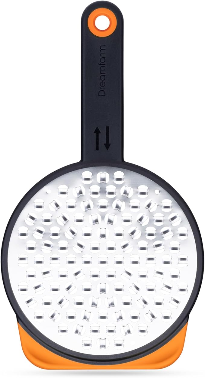 Dreamfarm Ograte Two-Sided Coarse Food & Vegetable Speed-Grater with Non-Slip Bowl Hook & Foot - 6mm Coarse Grater, Orange by Dreamfarm