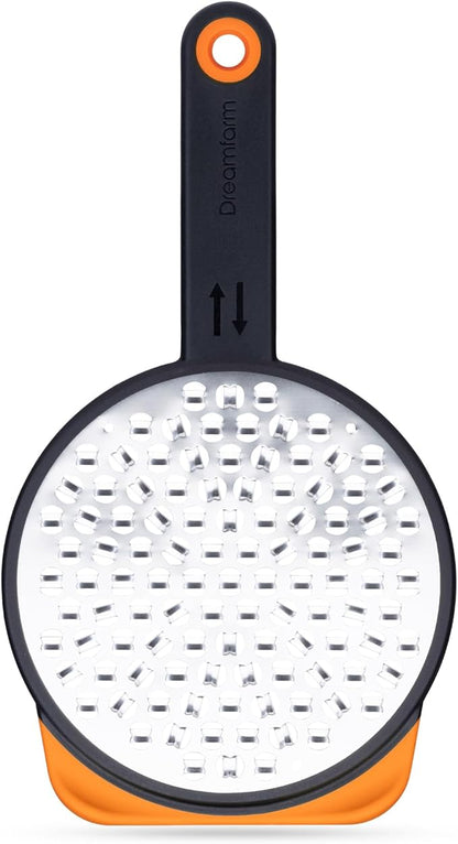 Dreamfarm Ograte Two-Sided Coarse Food & Vegetable Speed-Grater with Non-Slip Bowl Hook & Foot - 6mm Coarse Grater, Orange by Dreamfarm