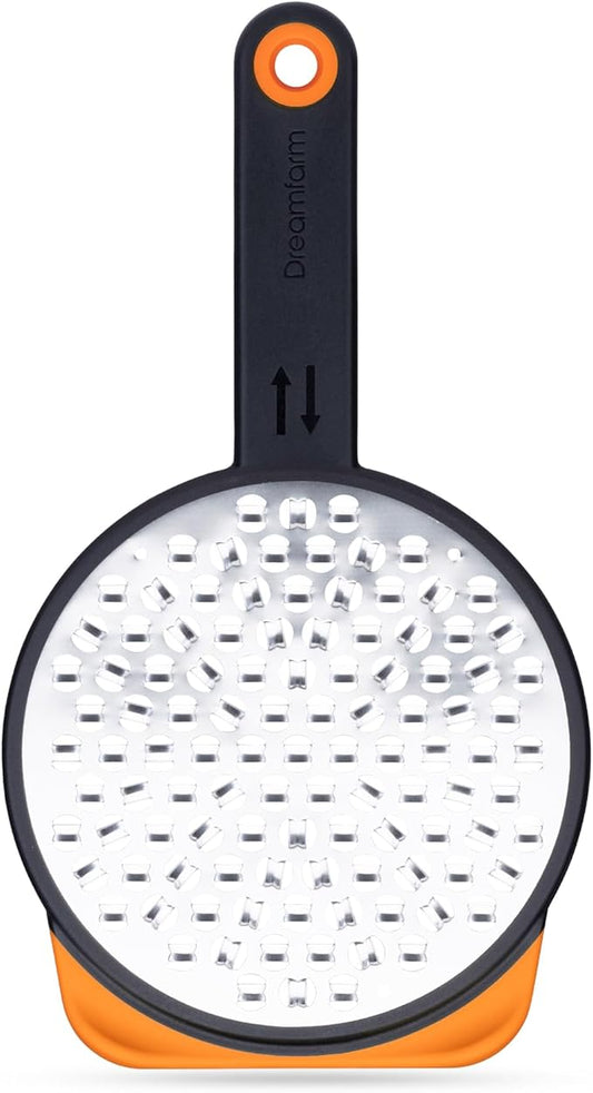 Dreamfarm Ograte Two-Sided Coarse Food & Vegetable Speed-Grater with Non-Slip Bowl Hook & Foot - 6mm Coarse Grater, Orange by Dreamfarm