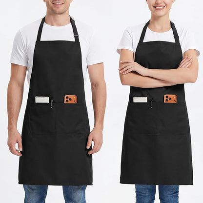 BOHARERS 2 Pack Cooking Kitchen Aprons with 2 pockets Unisex Adjustable Chef Apron for Women Men by BOHARERS