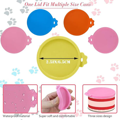 4 Pcs Food Can Lids Pet Can Covers, Silicone Small Pet Food Can Lids Covers for 3 oz 2.5 oz Cat Food Cans.