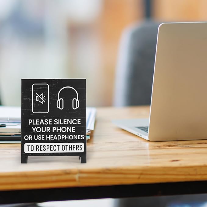 Funny Home Office Reminder Decor Caution Desk Signs Team Gifts for Employees Boss Humorous Shelf Desk Decorations Supplies Cubicle Table Decorations Silence Your Phone White Elephant Gift - Image 3